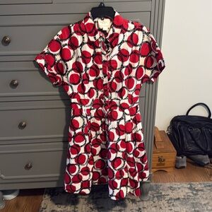 Kate Spade Stretch Poplin Circle Print Shirt Dress